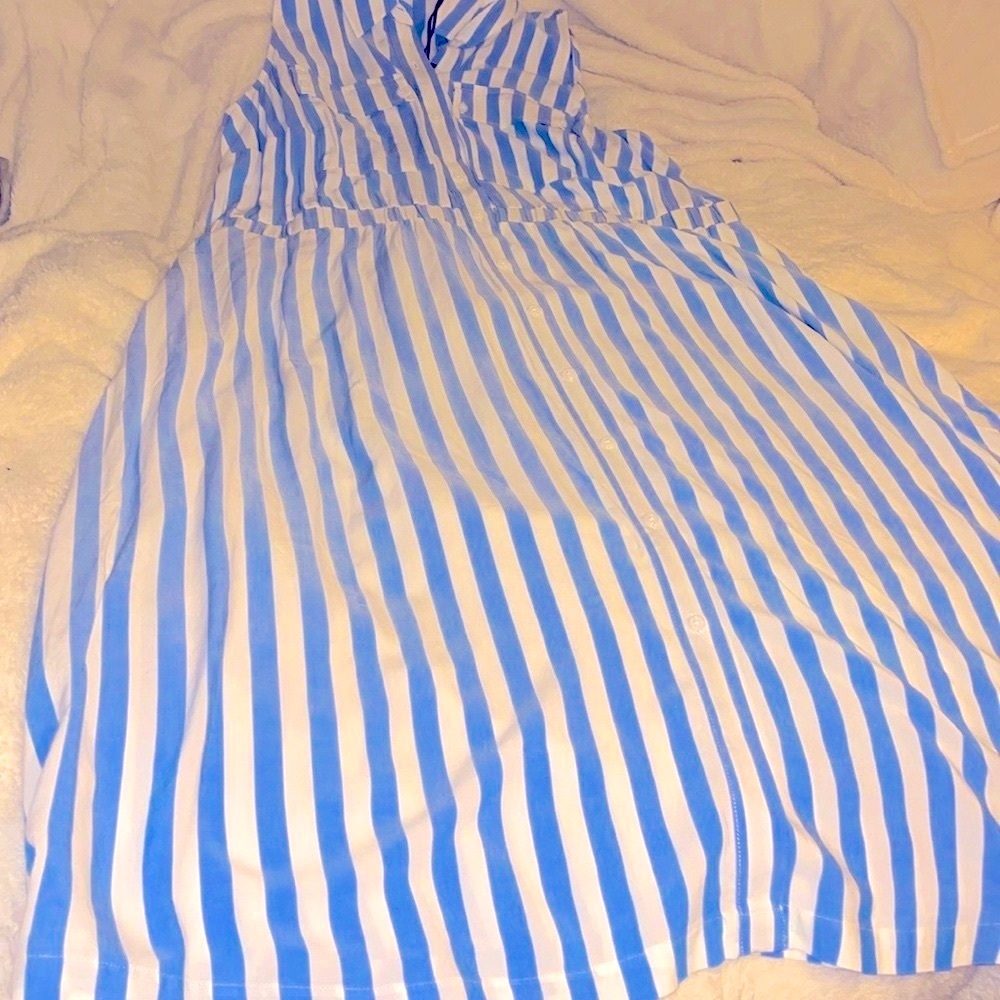 Ava Viv blue white striped maxi dress women’s 1X New with tags